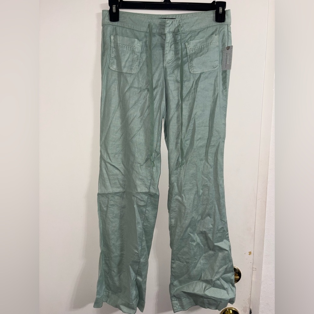 Anthropologie Petites Level 99 Linen Belted Pants Size 26 Mint Color